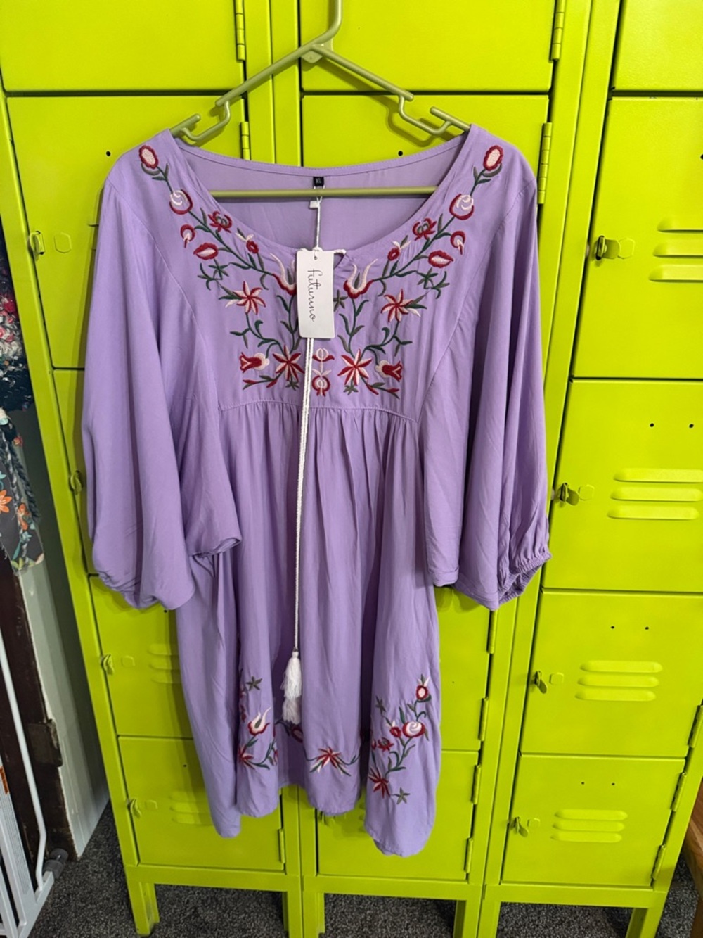 Flowy Lavender Embroidered Boho Dress
